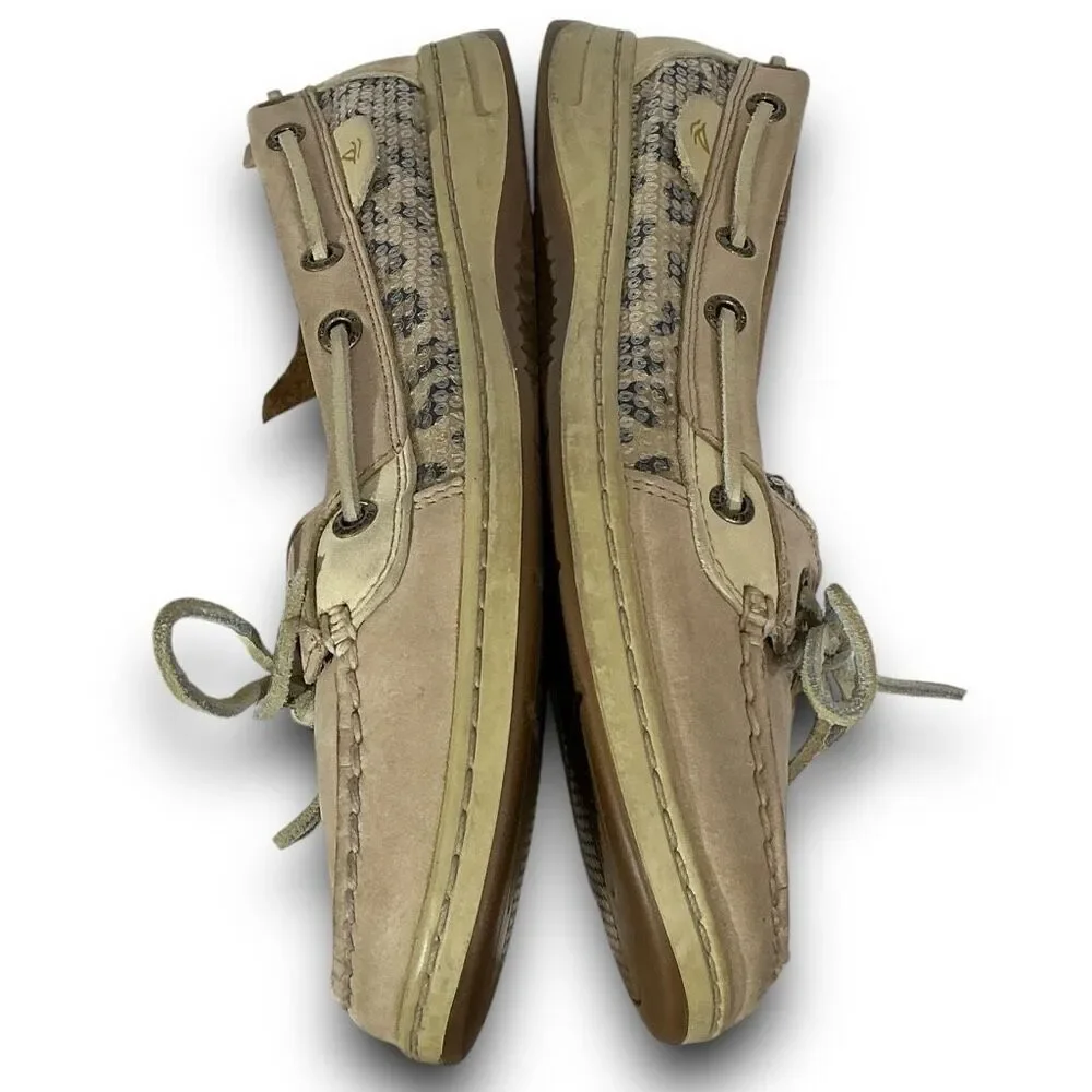 Sperry 1172 Topsider Top-Sider Angelfish Leopard Print Sequin Slip On Boat Shoes - Picture 3 of 10